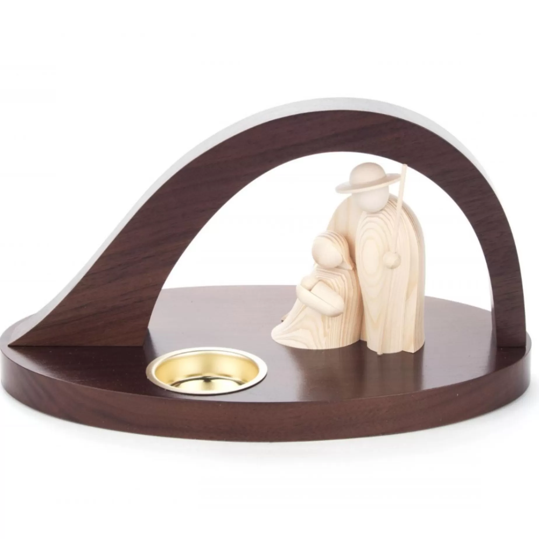 Erzgebirge Handarbeit Candle Holder - Holy Family In Natural Tones | Candleholders