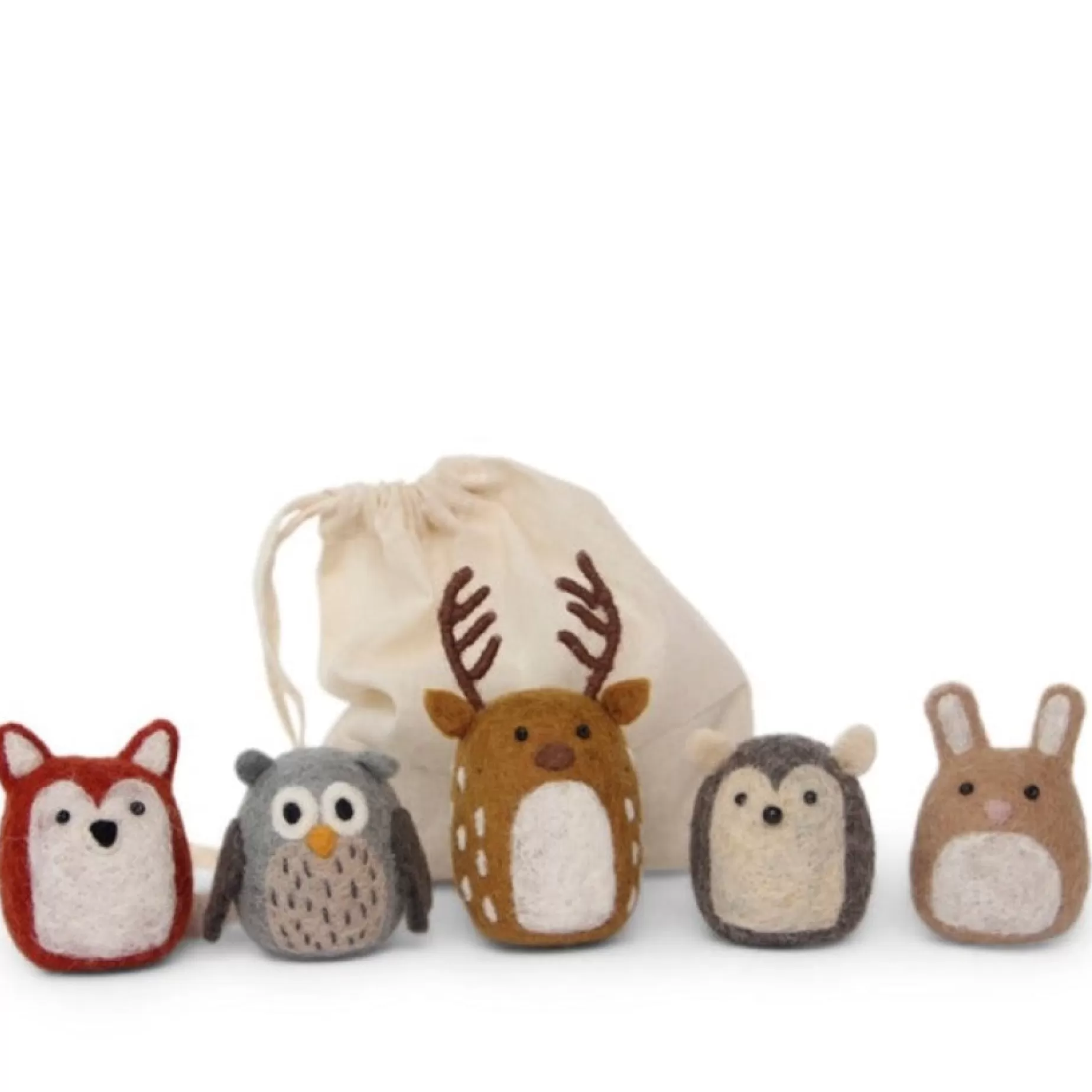 En Gry & Sif Children'S Hanging Decoration Set - Forest Animals (Set Of 5) | Felt Christmas Tree Decorations