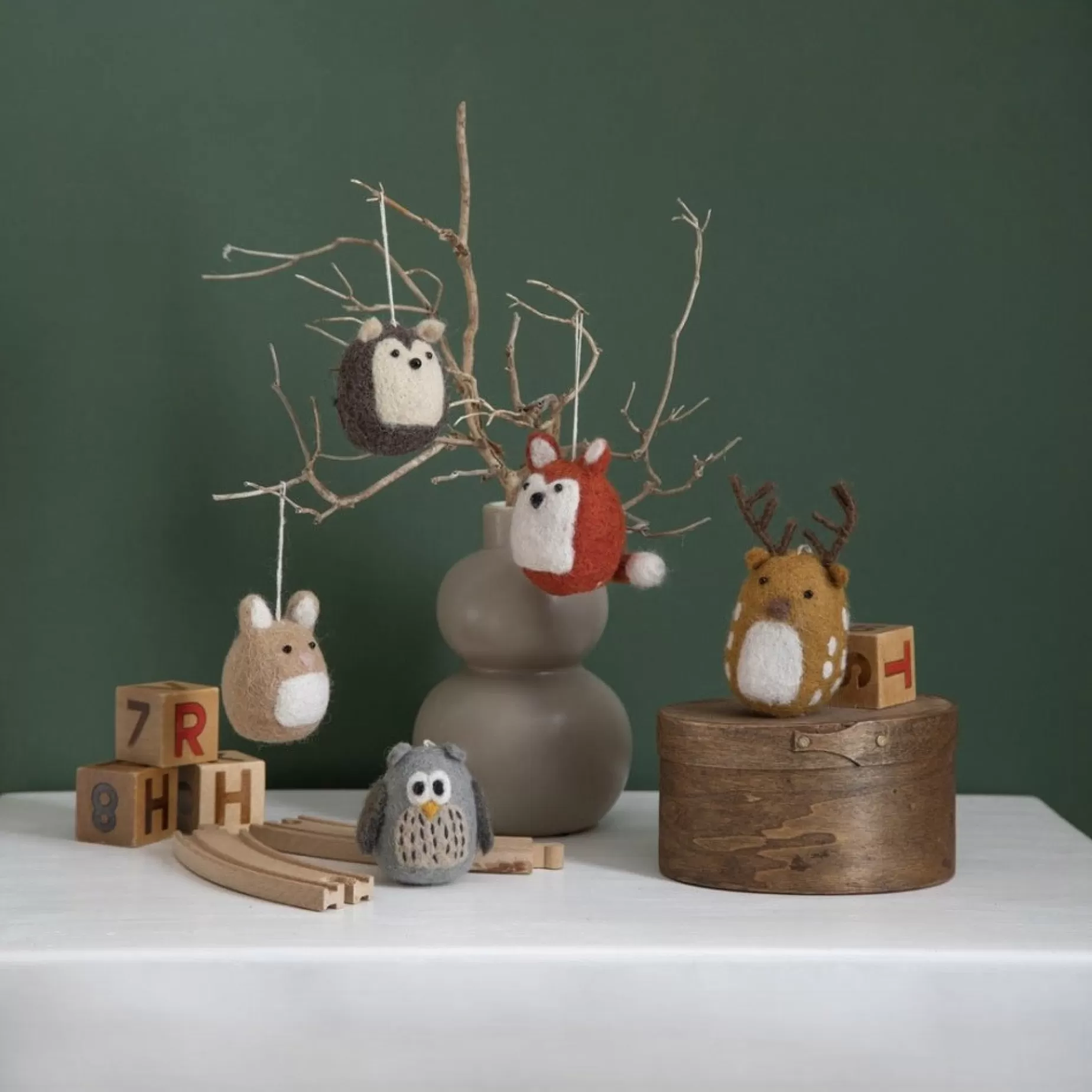 En Gry & Sif Children'S Hanging Decoration Set - Forest Animals (Set Of 5) | Felt Christmas Tree Decorations