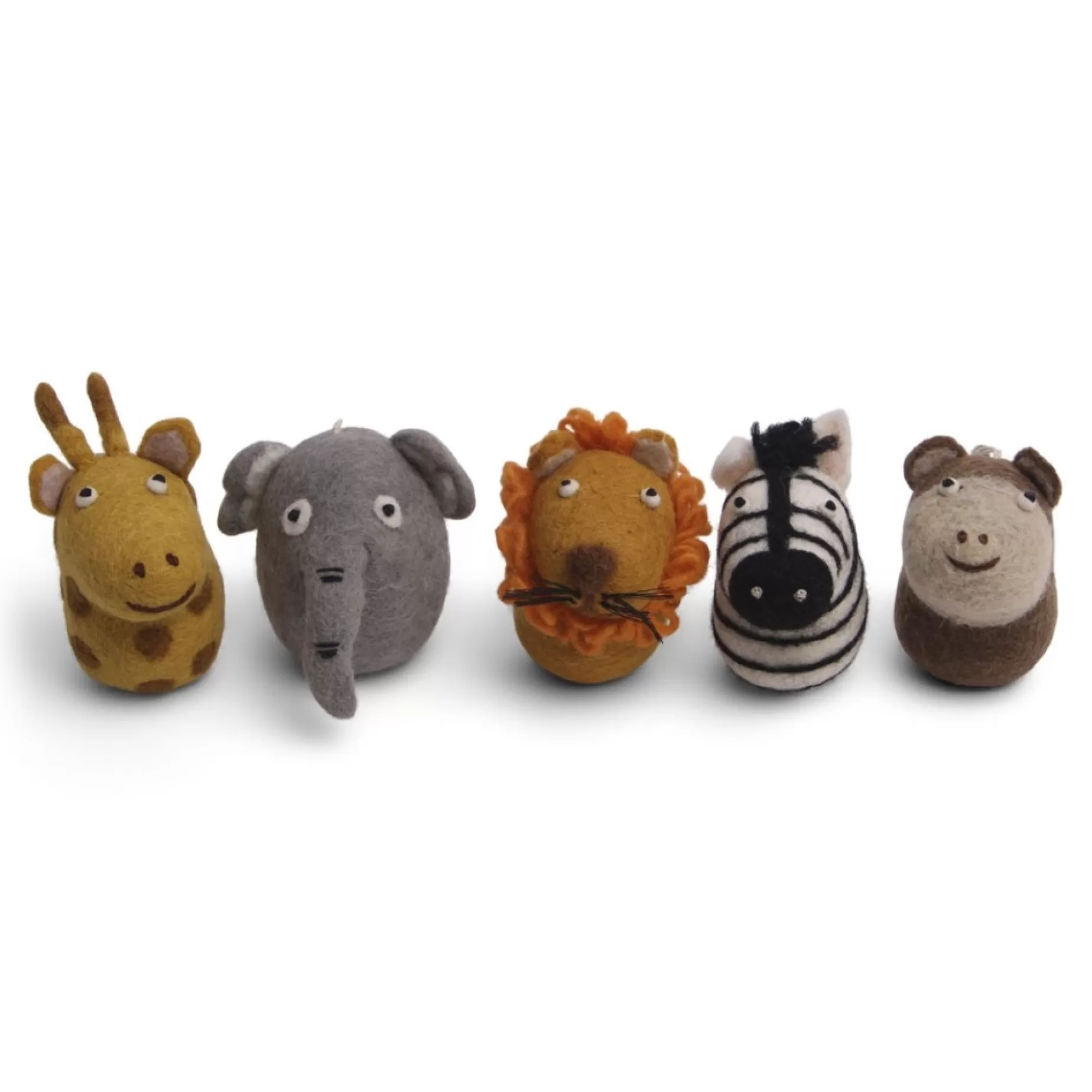 En Gry & Sif Children'S Hanging Decoration Set - Safari Animals (Set Of 5) | Felt Christmas Tree Decorations