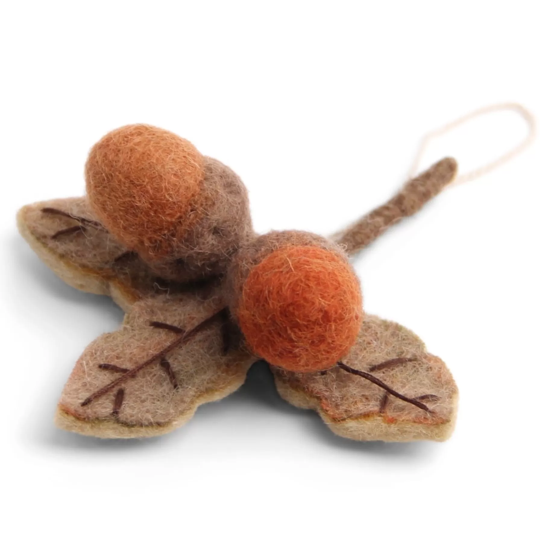 En Gry & Sif Fall Hanging Decoration - Acorns And Oak Leaf | Felt Christmas Tree Decorations