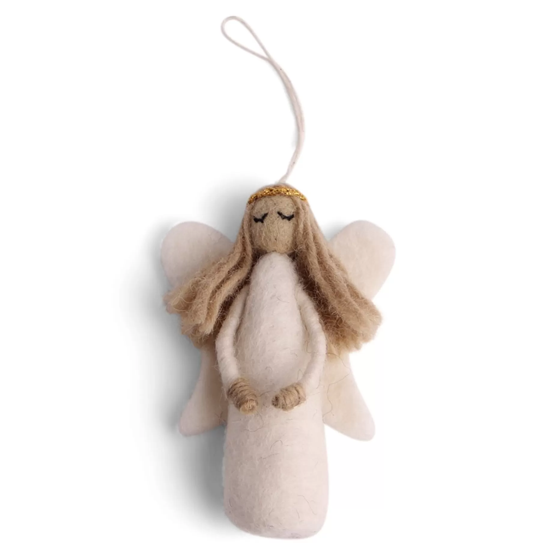 En Gry & Sif Felt Christmas Tree Decoration - Angel With Golden Halo | Felt Christmas Tree Decorations