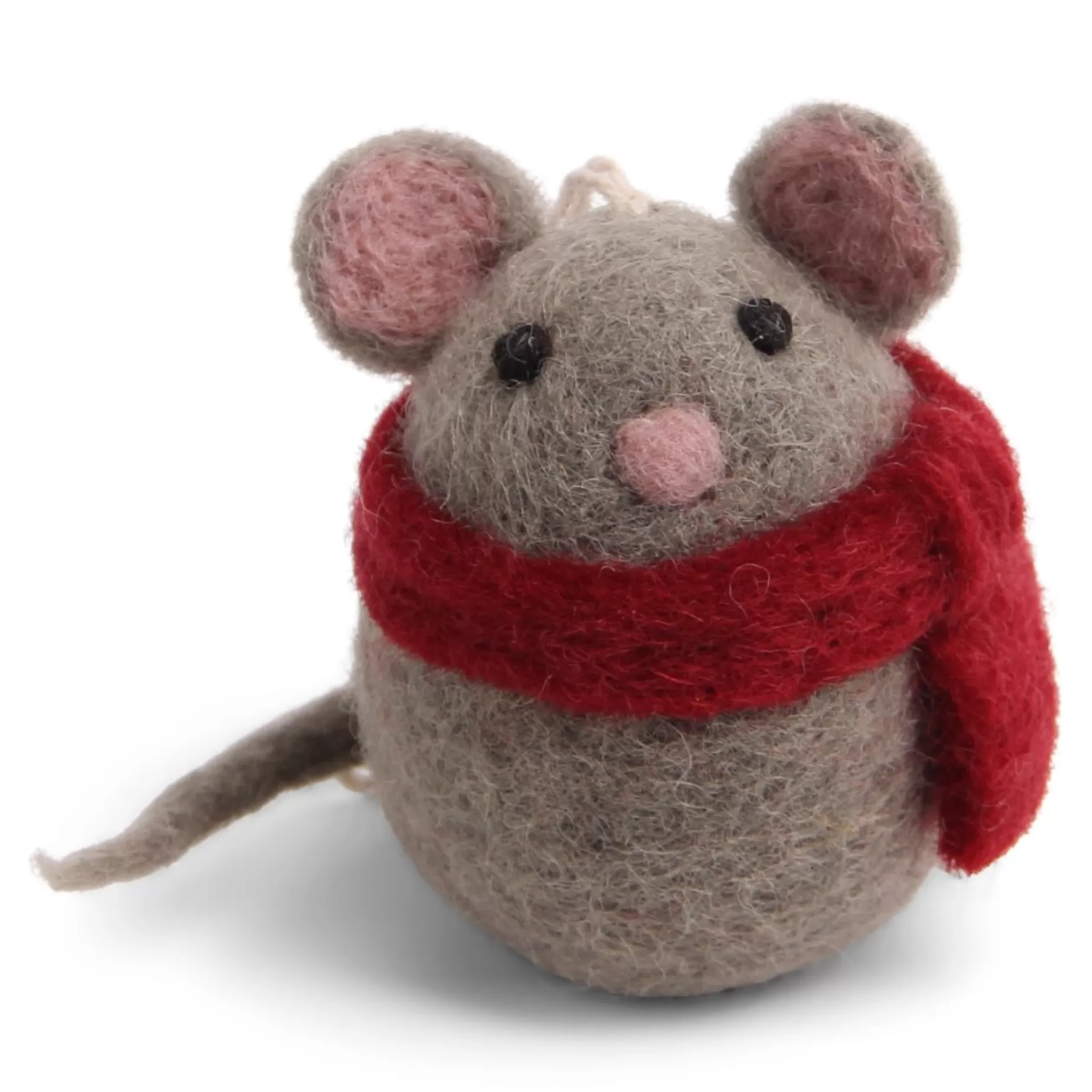 En Gry & Sif Felt Christmas Tree Decoration - Baby Mouse With Scarf | Felt Christmas Tree Decorations