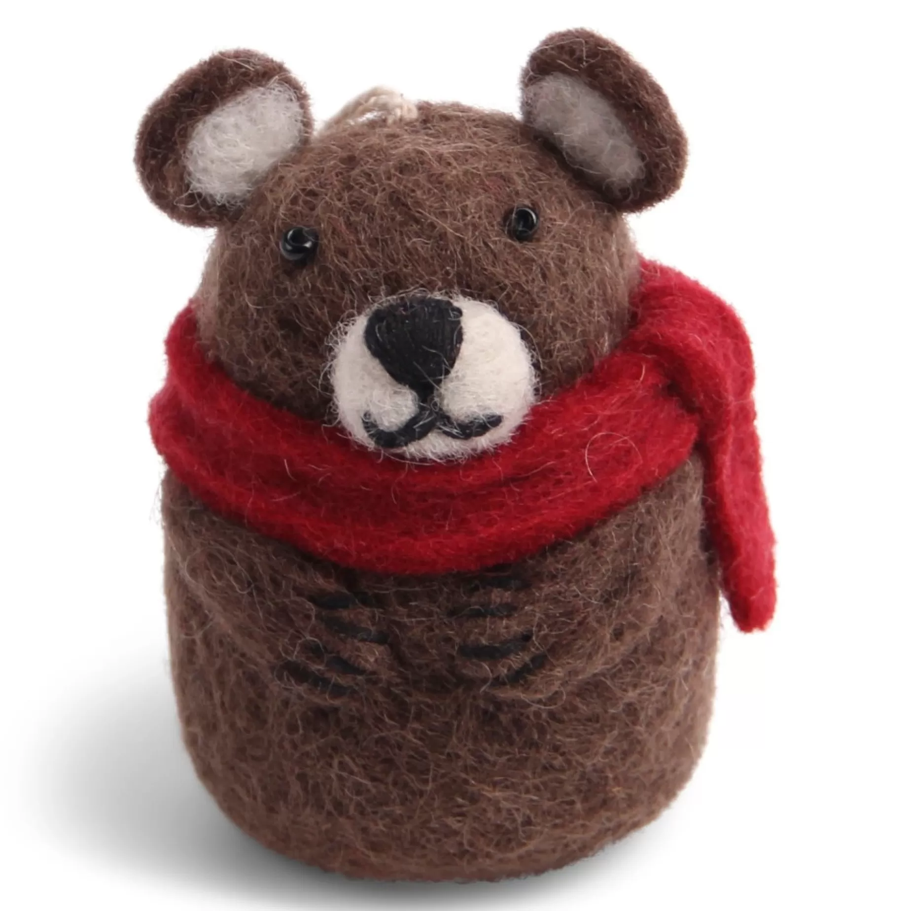 En Gry & Sif Felt Christmas Tree Decoration - Bear With Scarf | Felt Christmas Tree Decorations