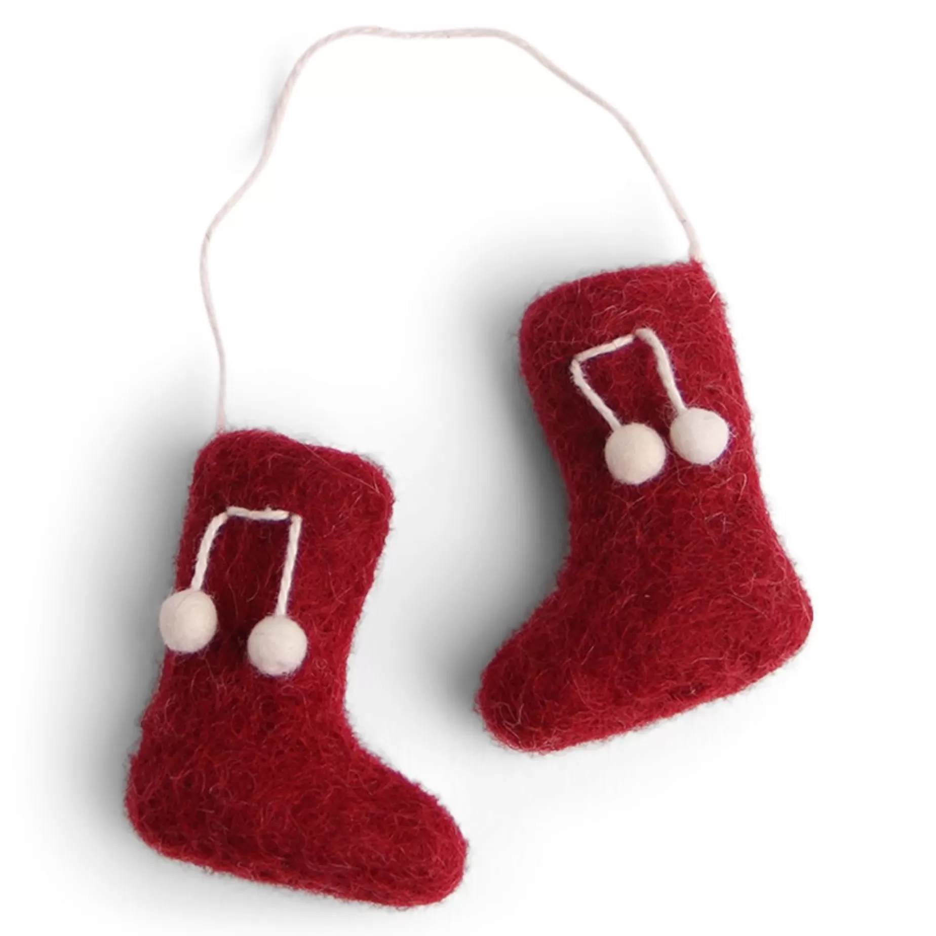En Gry & Sif Felt Christmas Tree Decoration - Booties In Festive Red | Felt Christmas Tree Decorations