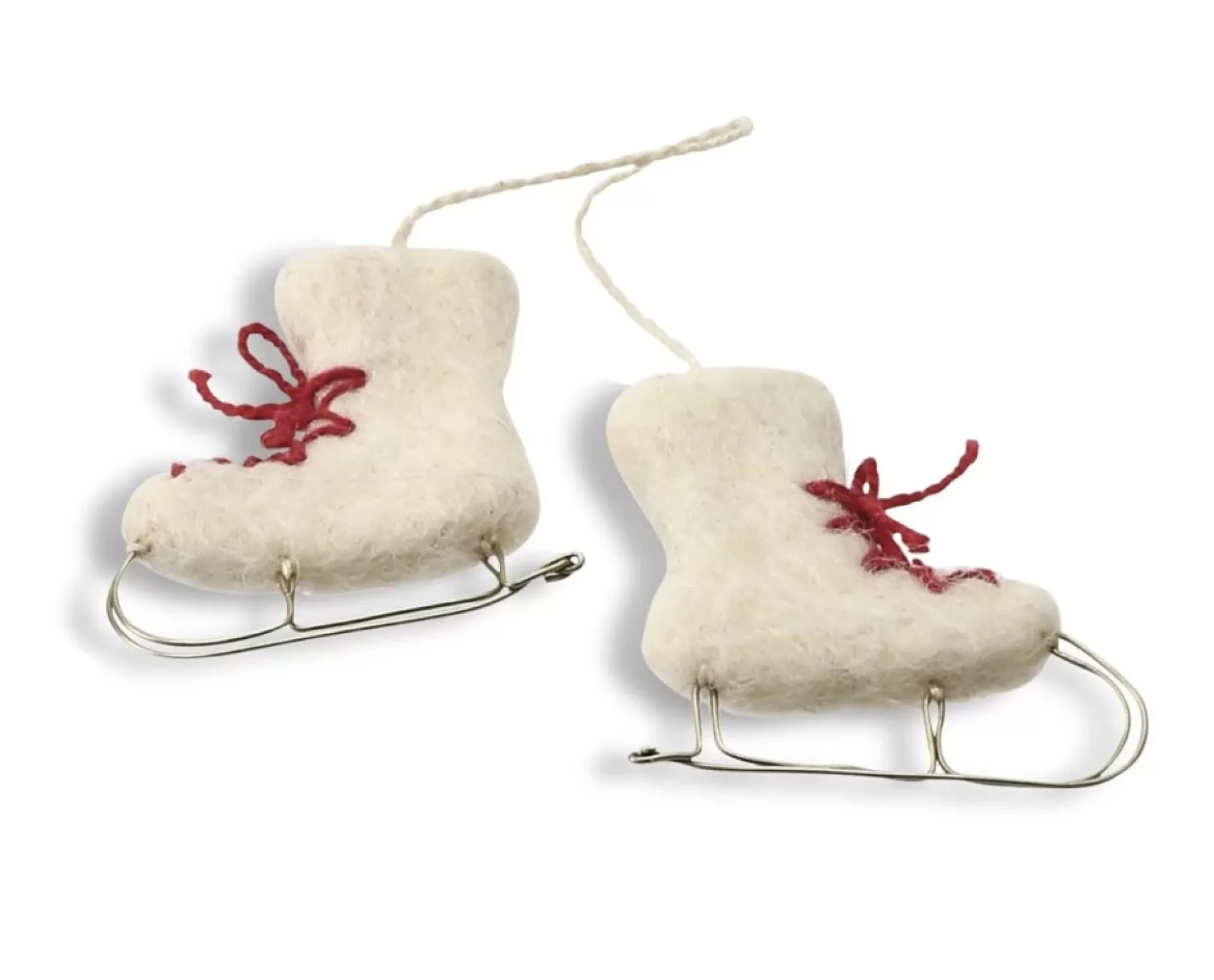 En Gry & Sif Felt Christmas Tree Decoration - Ice Skates (White) | All Tree Decorations