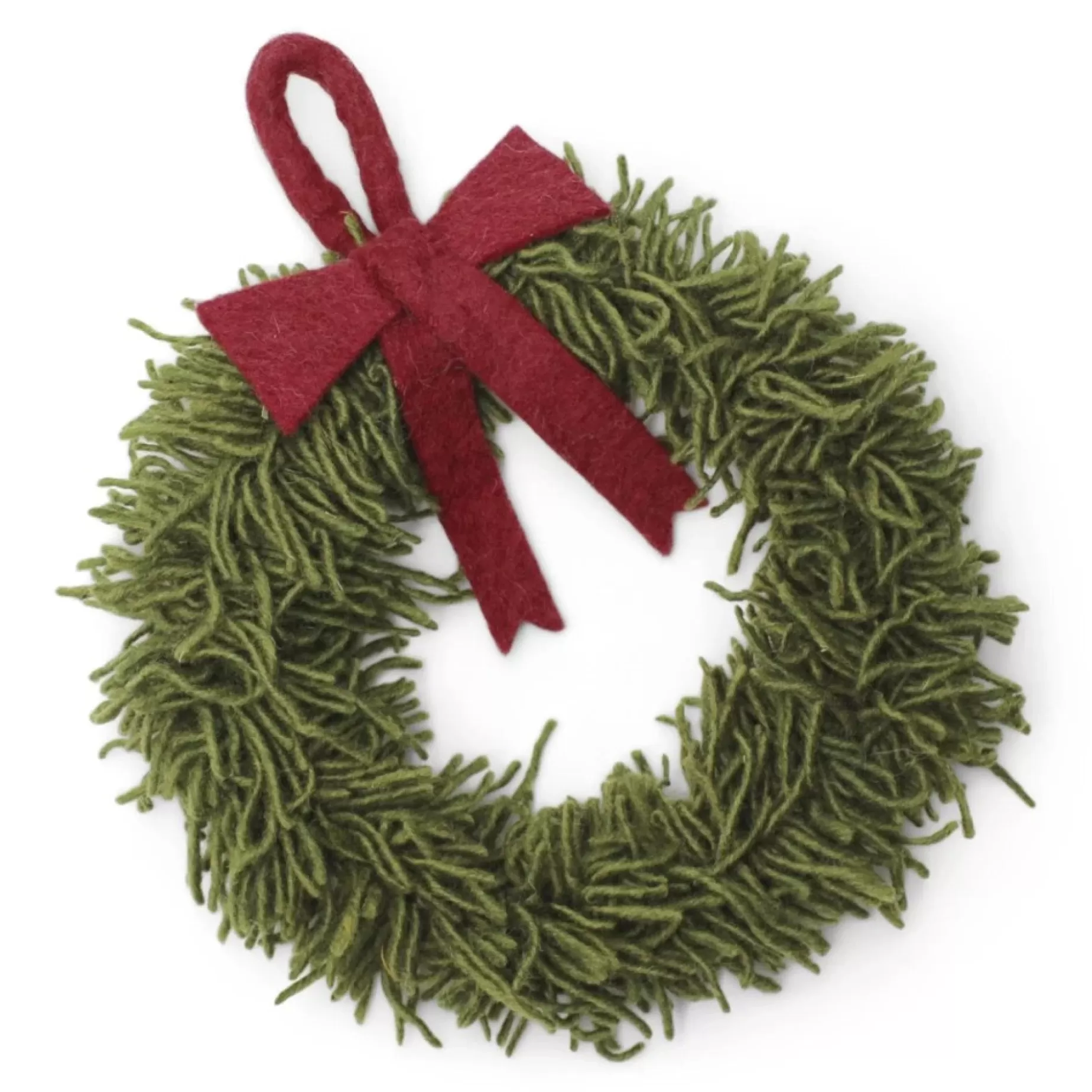 En Gry & Sif Felt Christmas Wreath - Green Wreath With Red Bow (Small) | Wreaths