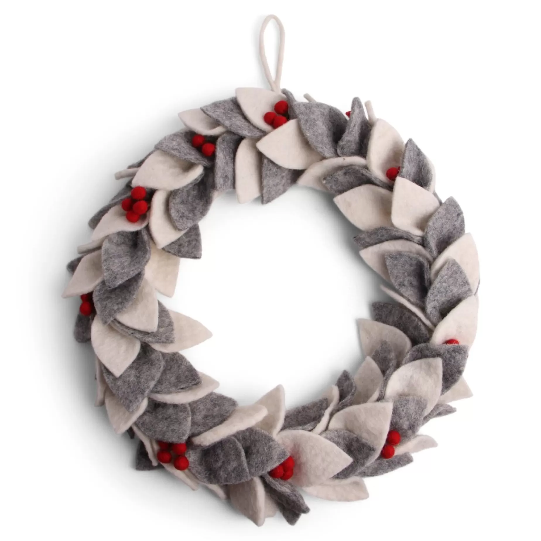 En Gry & Sif Felt Christmas Wreath - Large Winter Holly | Wreaths