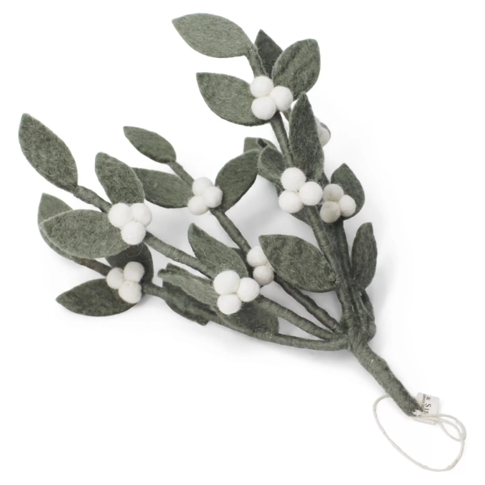 En Gry & Sif Felt Christmas Wreath - Mistletoe Branch | Felt Christmas Tree Decorations