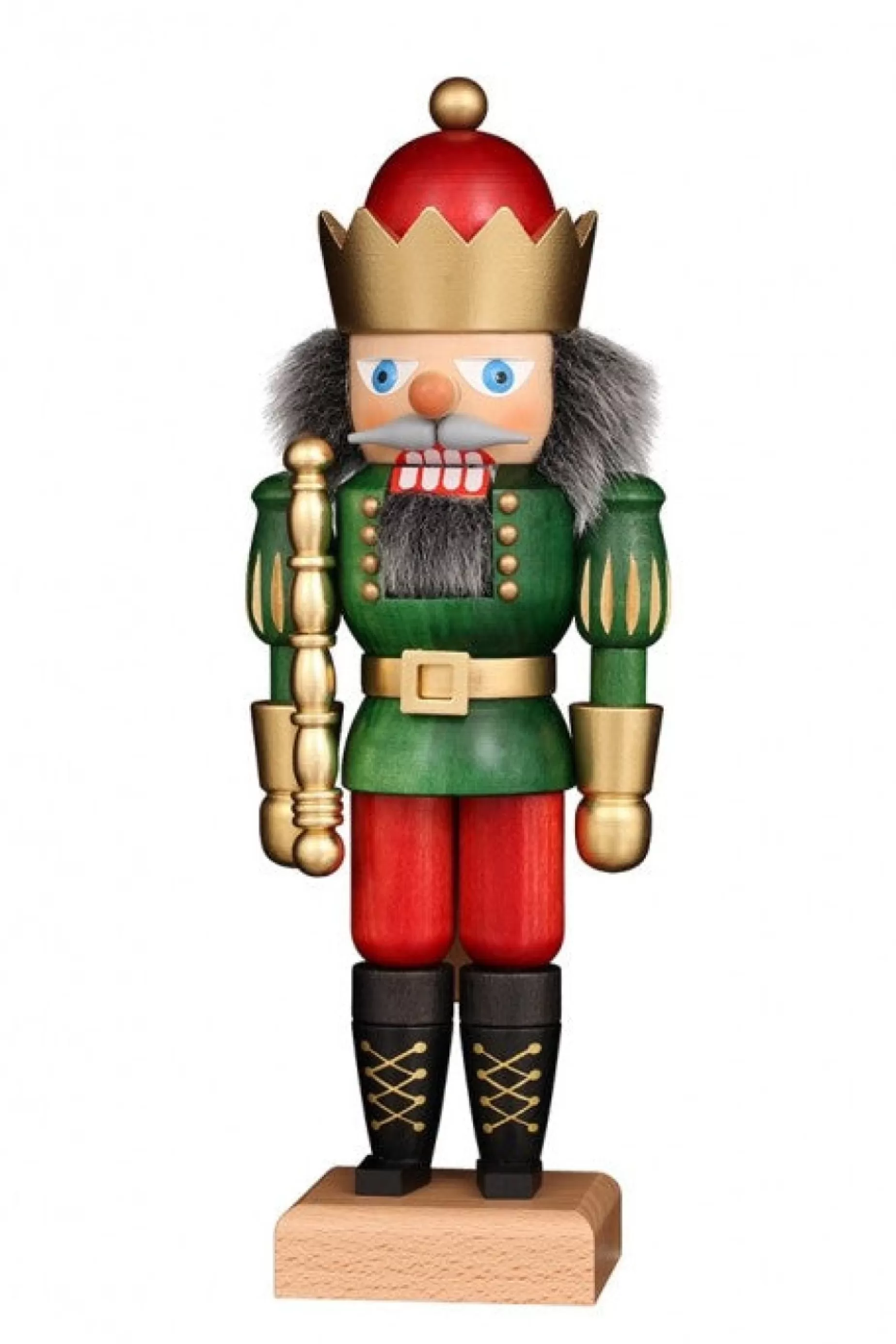 Christian Ulbricht Nutcracker (Small) - King With Gloss Green Coat | Small Nutcrackers