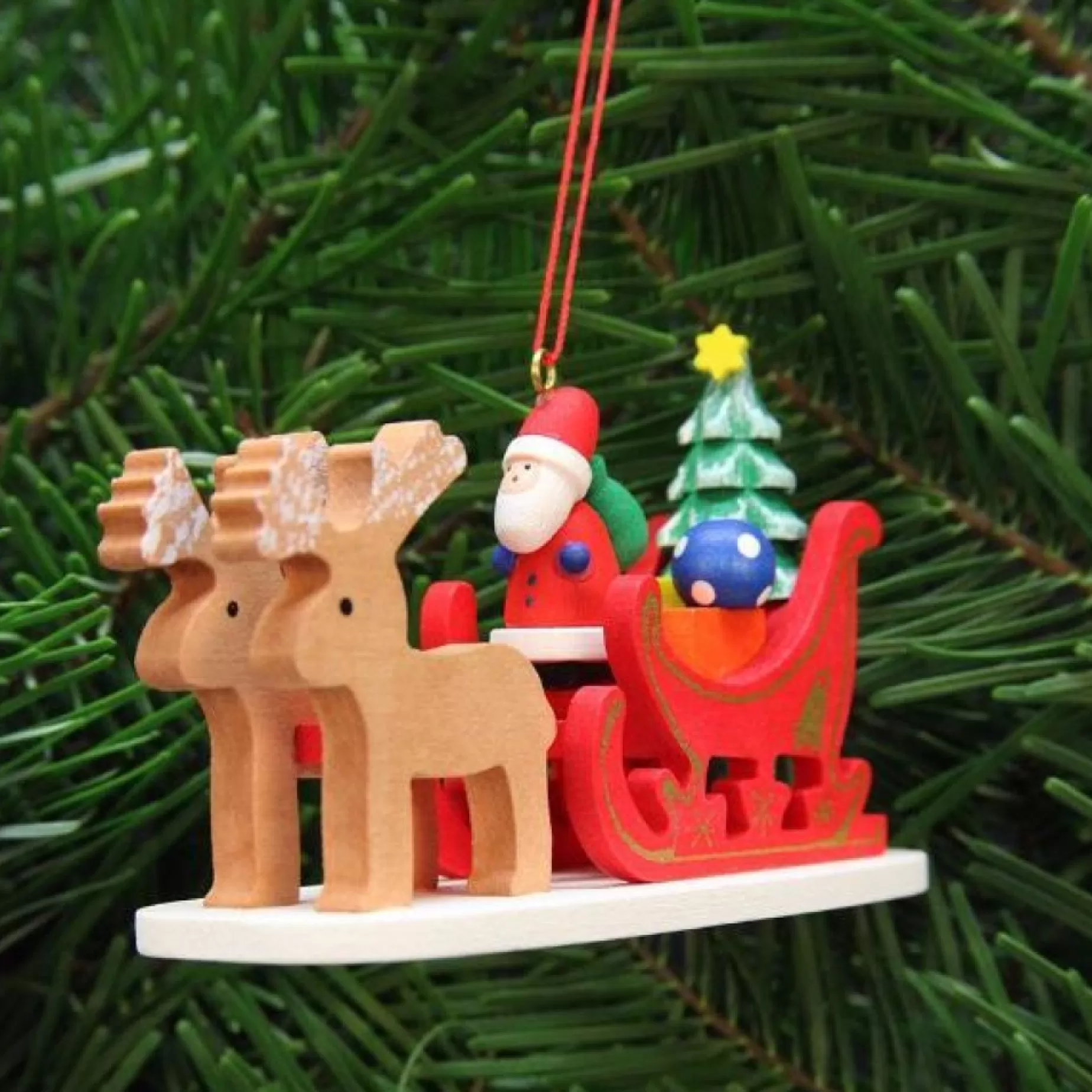 Christian Ulbricht Reindeer Sleigh With Santa - Christmas Tree Decoration | All Tree Decorations