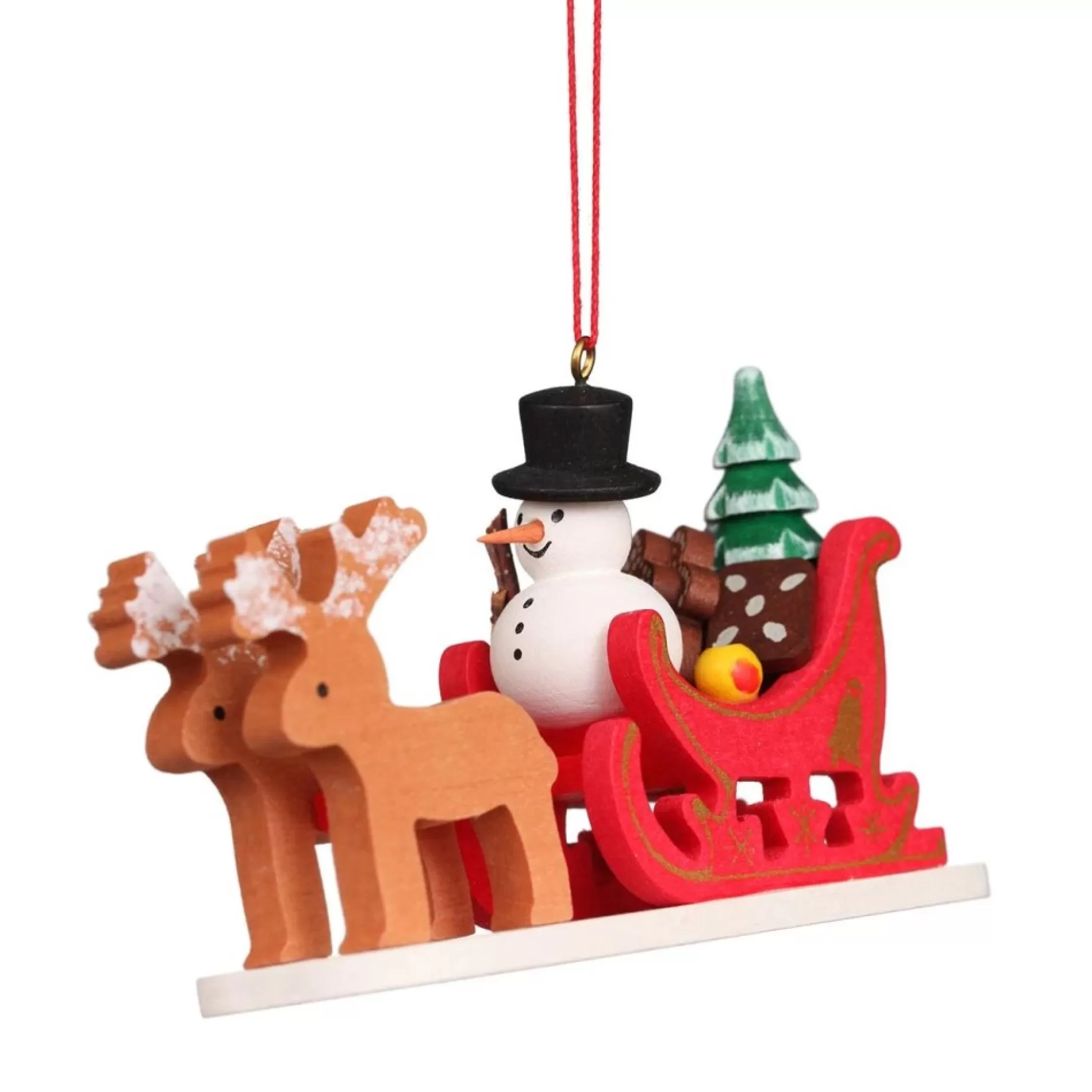 Christian Ulbricht Reindeer Sleigh With Snowman - Christmas Tree Decoration | All Tree Decorations