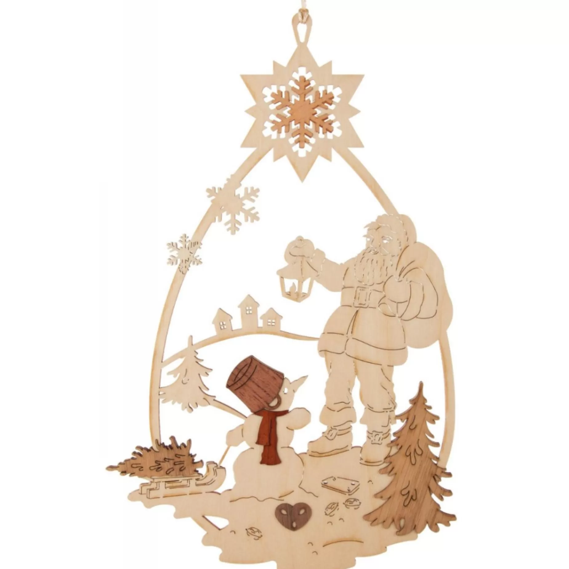 Erzgebirge Handarbeit Window Decoration - Santa And Snowman | Window Decorations